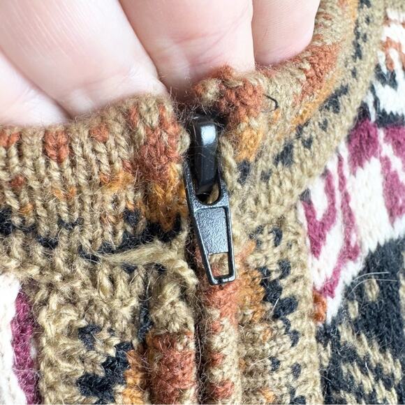Vintage Artesania Los Incas 100% Alpaca Men’s Zip Front Cardigan Sweater Size L - Picture 6 of 14